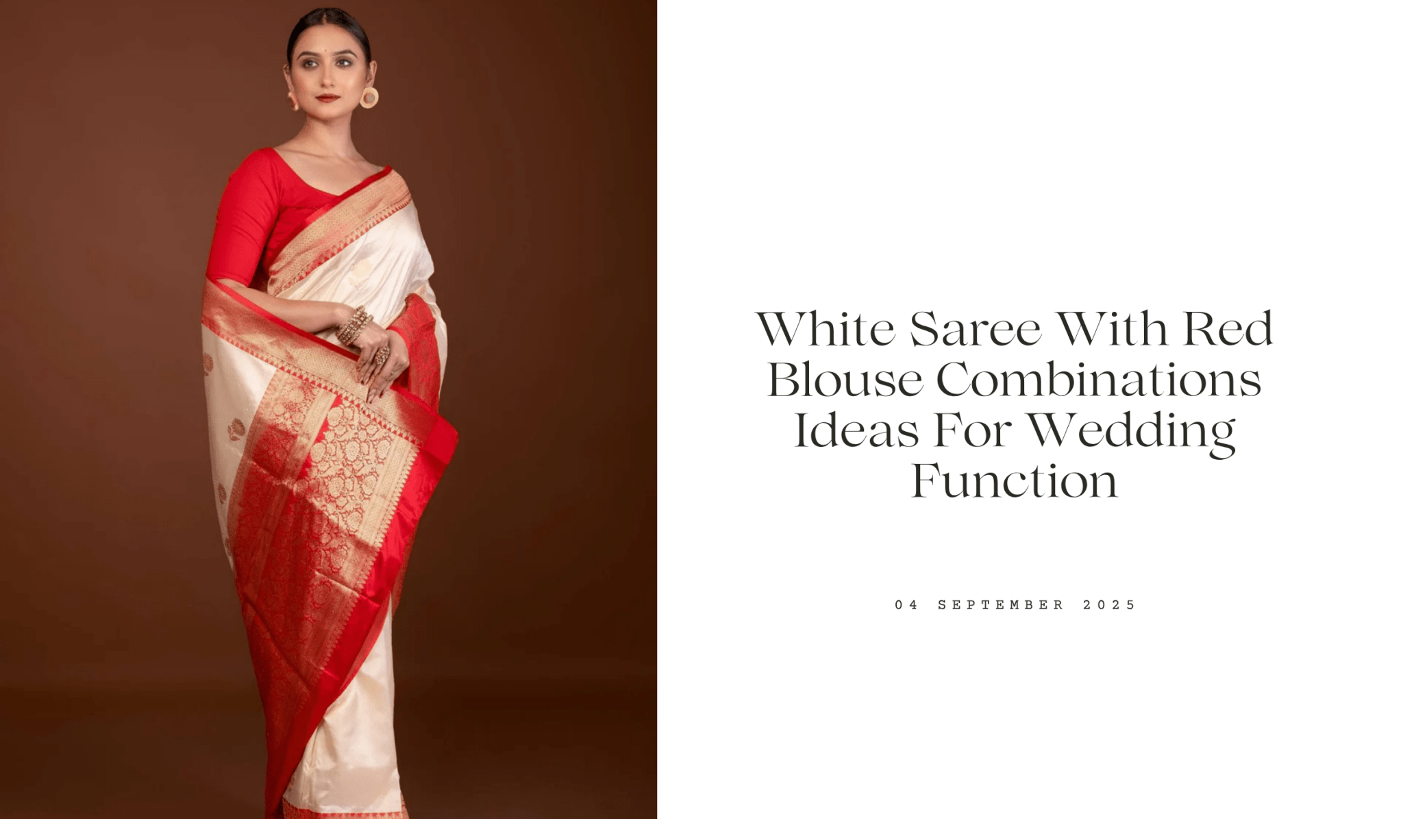 White Saree with Red Blouse Combinations ideas for Wedding Function - Anvi Couture