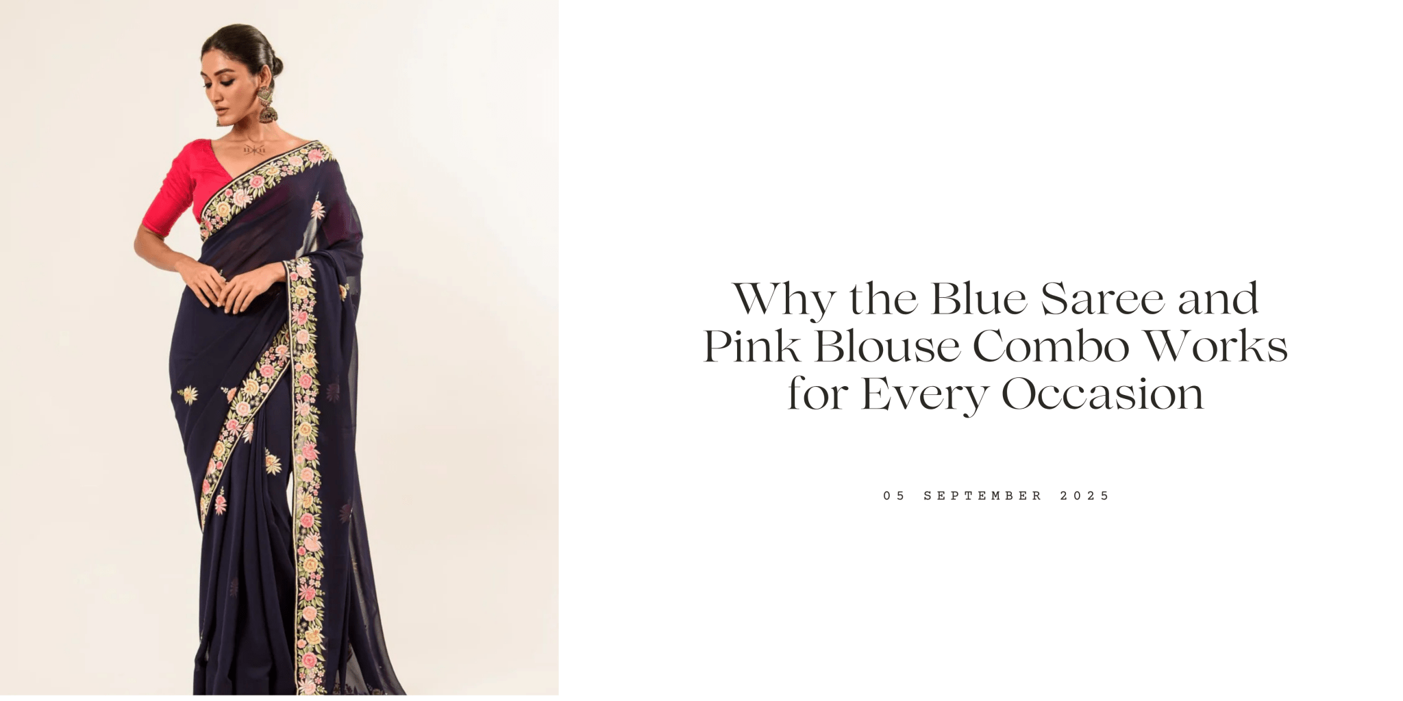 Why the Blue Saree and Pink Blouse Combo Works for Every Occasion - Anvi Couture