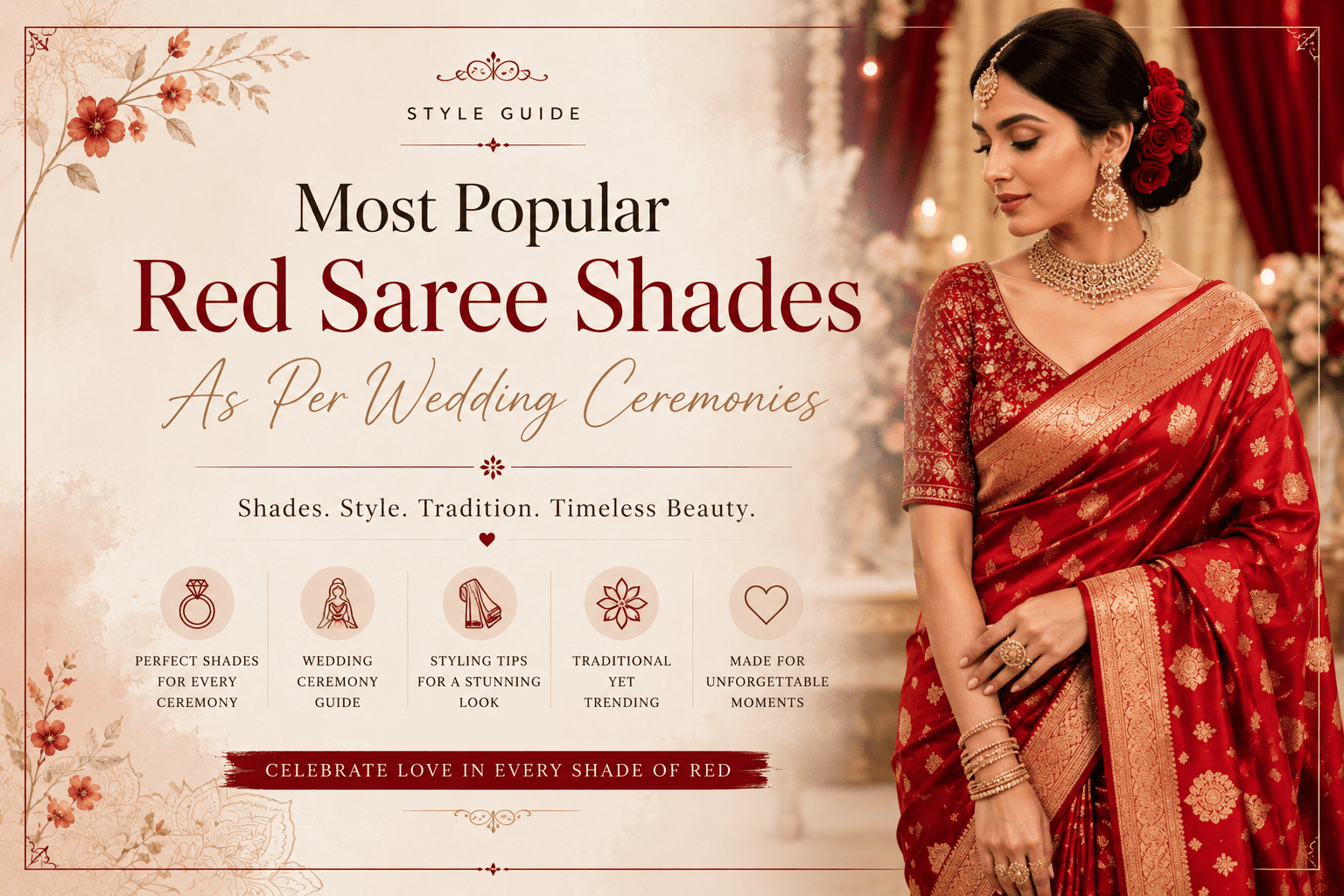 Most Popular Red Saree Shades As Per Wedding Ceremonies - Anvi Couture