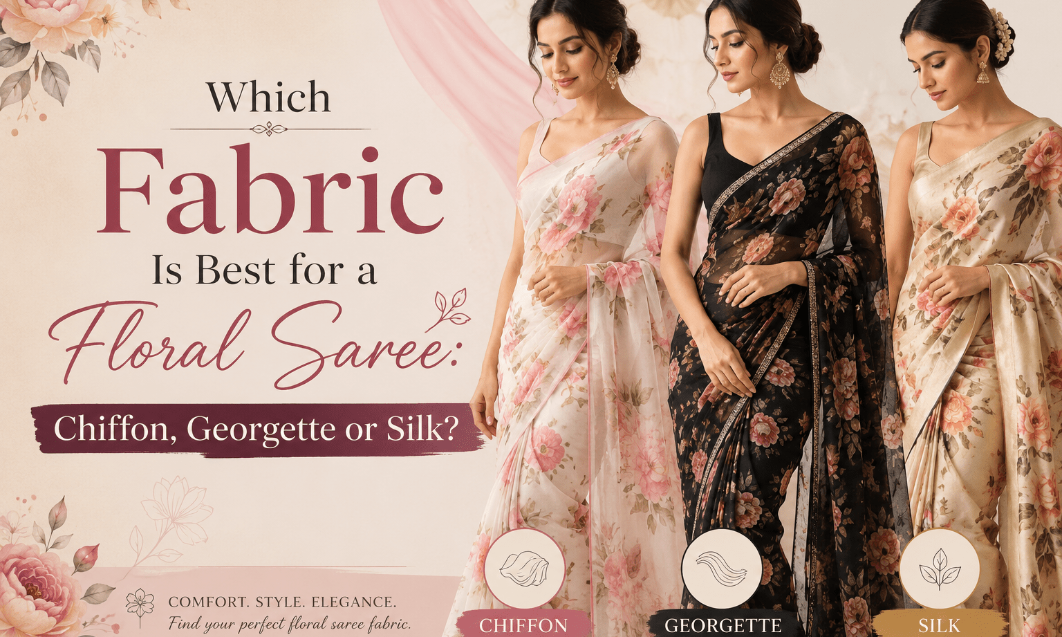 Which Fabric Is Best for a Floral Saree: Chiffon, Georgette or Silk? - Anvi Couture