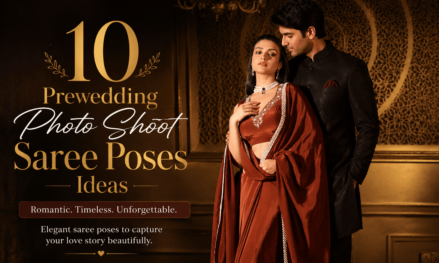 10 Pre Wedding Photoshoot Poses in Saree - Anvi Couture