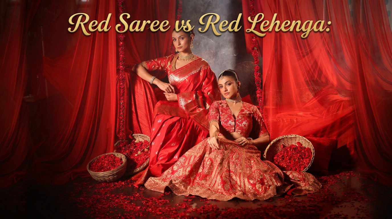 Red Saree vs Red Lehenga: Which Should You Wear to a Wedding? - Anvi Couture