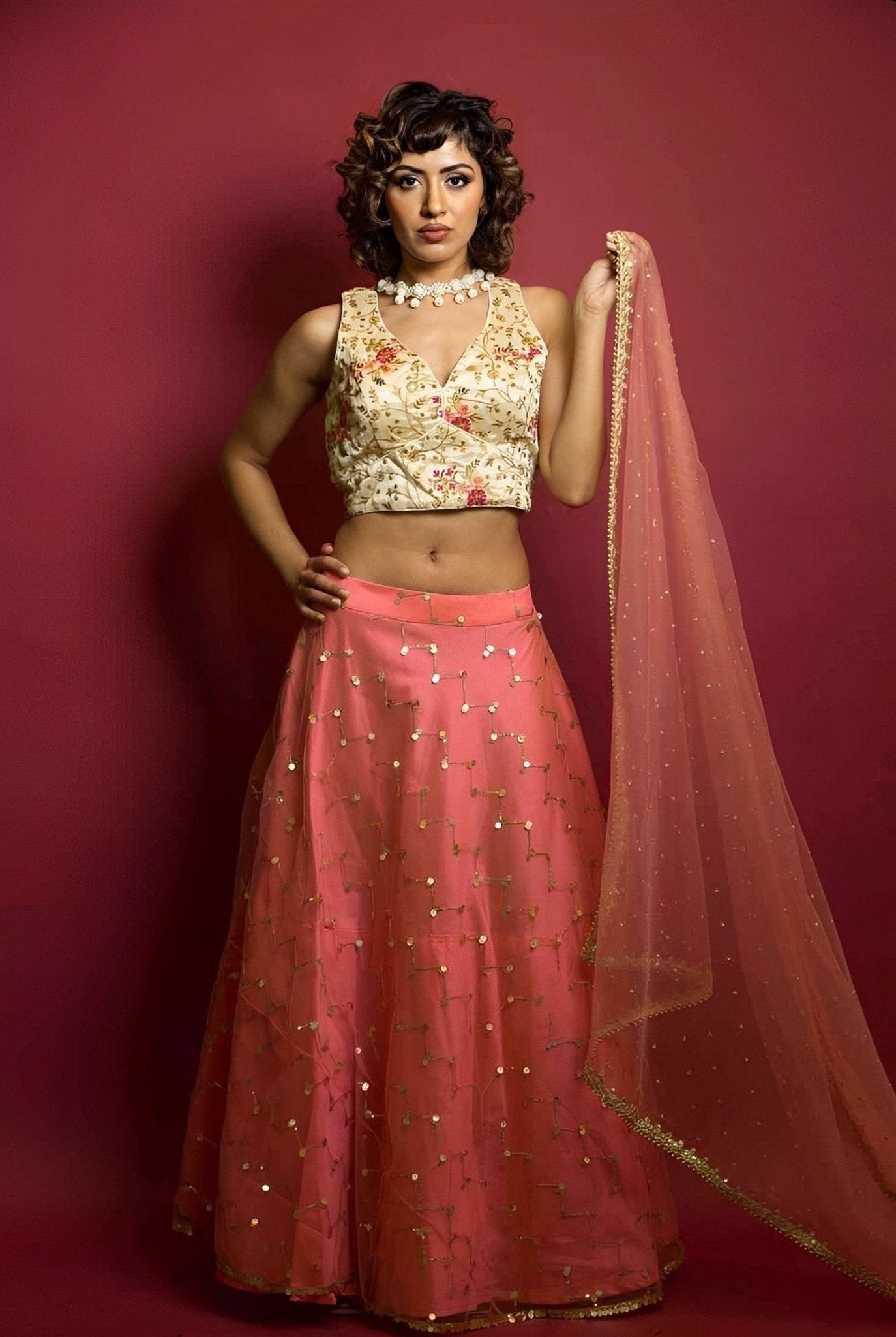 Sequin Lehenga for Women - Anvi Couture