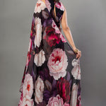 Designer Black Georgette Floral Print Party Wear Saree - Anvi Couture