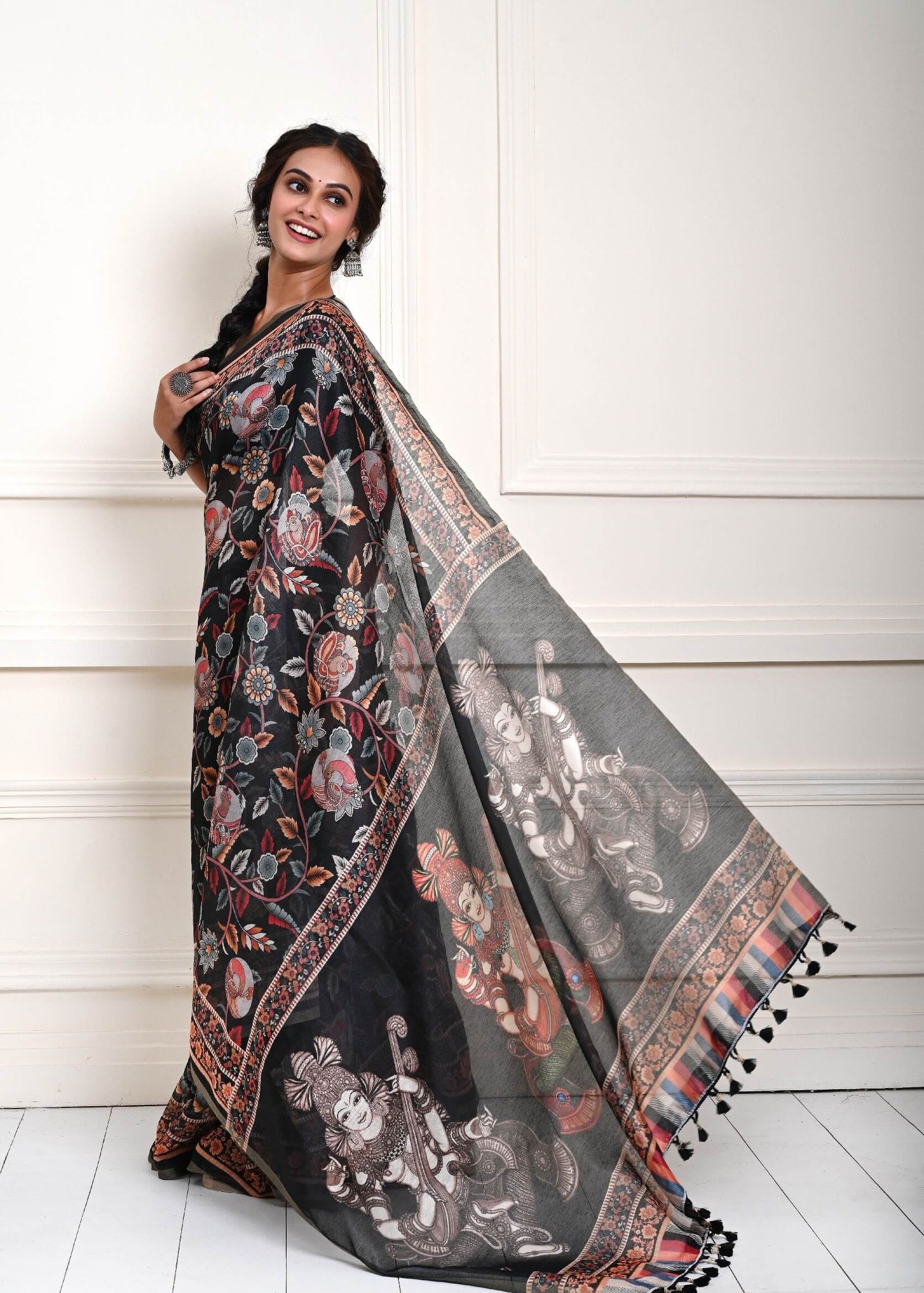 Black Kalamkari Saree