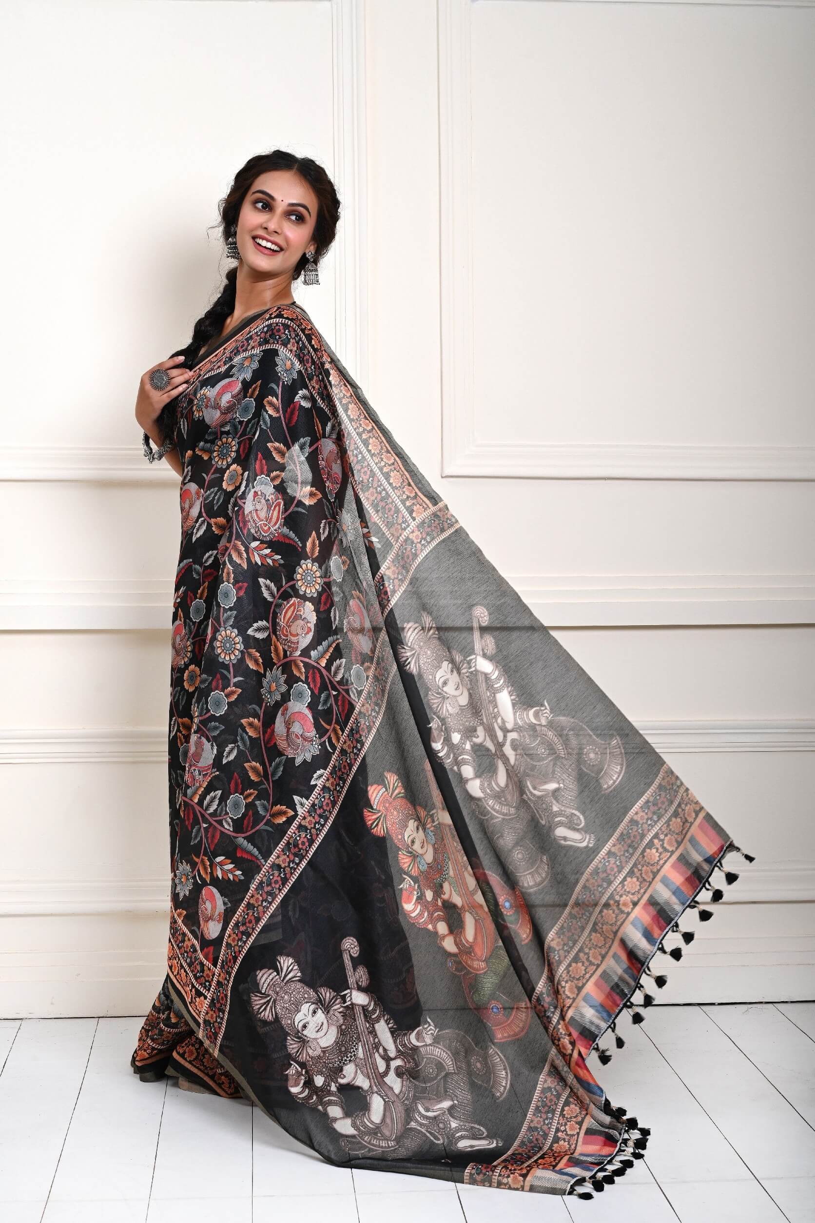 Black Kalamkari Saree