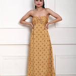 Yellow Strapless Maxi Dress For Women - Anvi Couture