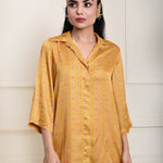 Yellow Printed Co - ord Set in Satin Silk - Anvi Couture