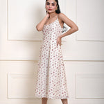 Off - White Printed Strappy Midi Dress - Anvi Couture