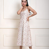 Off - White Printed Strappy Midi Dress - Anvi Couture
