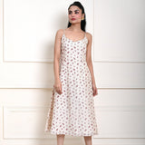 Off - White Printed Strappy Midi Dress - Anvi Couture