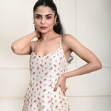 Off - White Printed Strappy Midi Dress - Anvi Couture