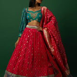 Green and Red Lehenga