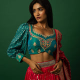 Blue and Red Lehenga