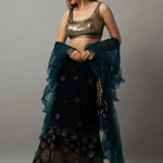 Velvet lehenga with ruffle dupatta for weddings