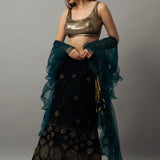 Velvet lehenga with ruffle dupatta for weddings