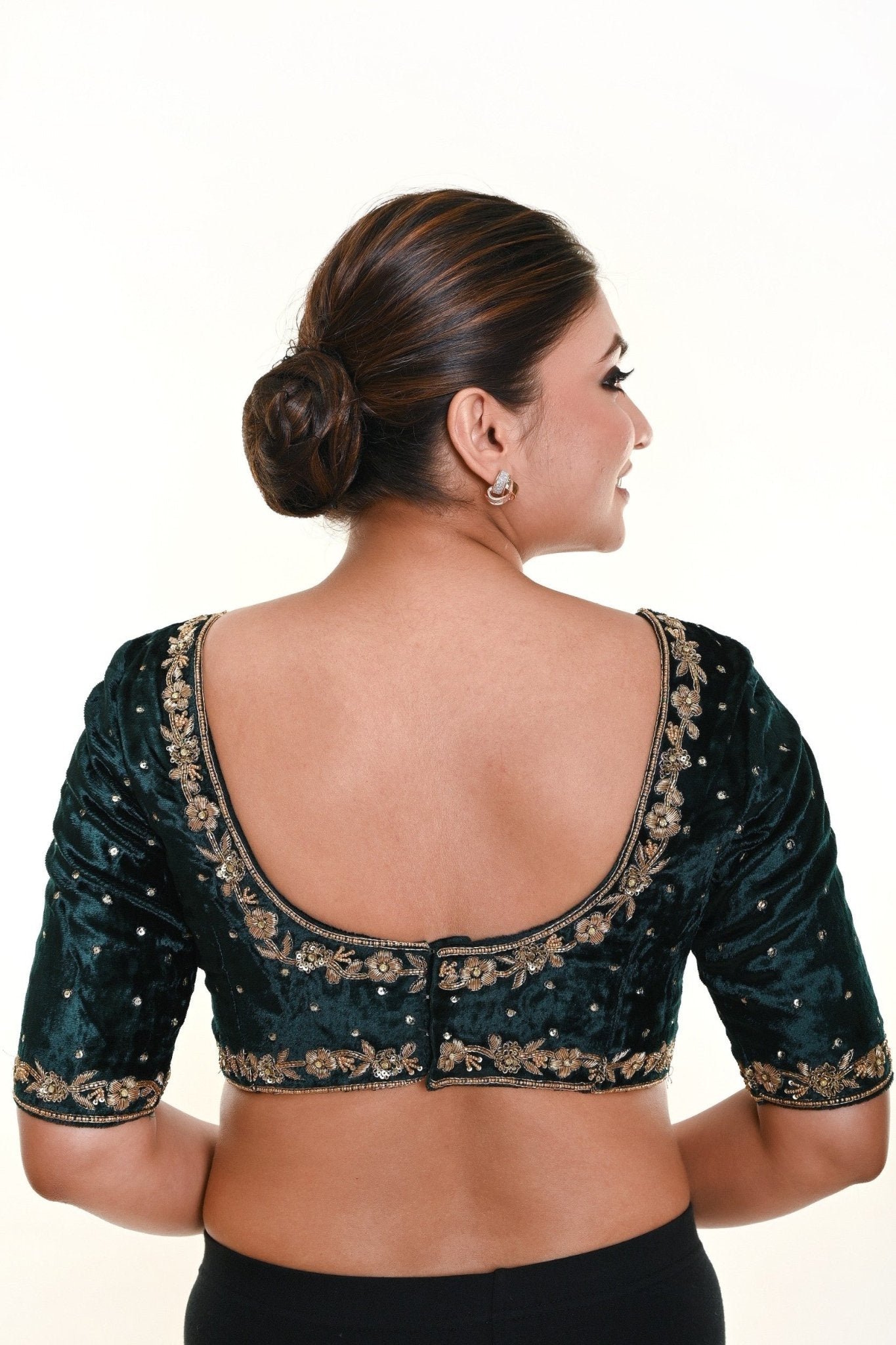 Dark Green Valvet Blouse