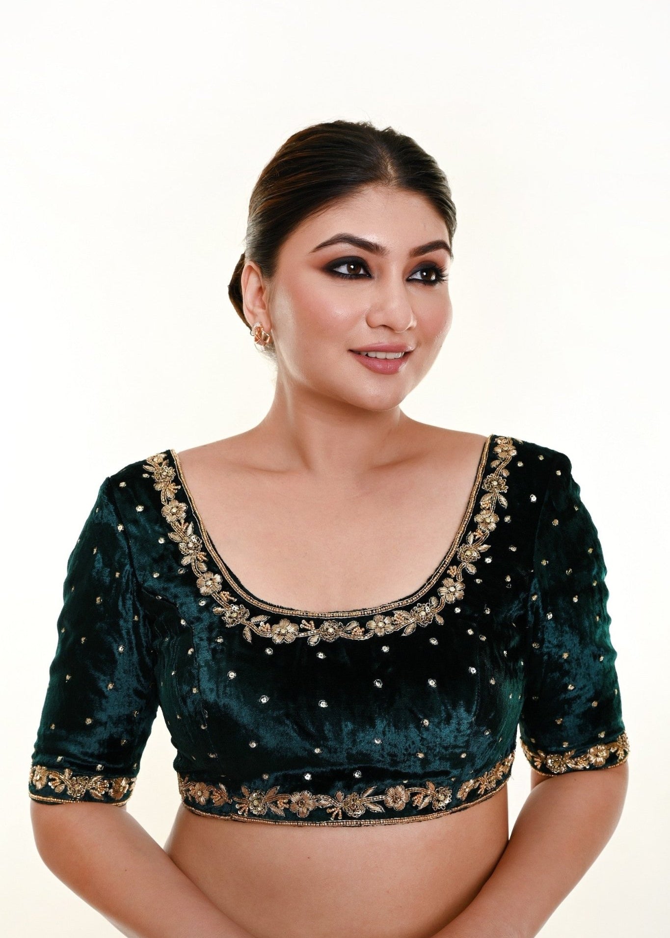 Dark Green Valvet Blouse