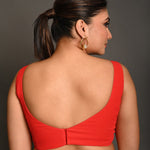 Pinkish Red Georgette Butterfly - Cut Sleeveless Blouse with Sweetheart Neckline - Anvi Couture