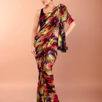 Floral Printed Chiffon Saree with Cutdana Border