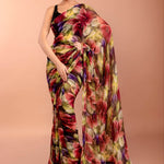 Floral Printed Chiffon Saree with Cutdana Border
