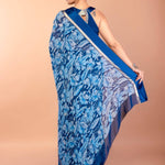 Blue Floral Georgette Saree with Blouse Set