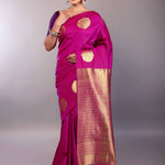 Rani Pink Kanjeevaram Saree with Gold Zari Work 