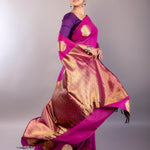 Rani Pink Kanjeevaram Silk Saree with Gold Zari Work 