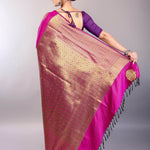 Rani Pink Kanjeevaram Saree with Gold Zari Work 
