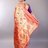 Orange Paithani Silk Saree with All Over Floral Motifs 