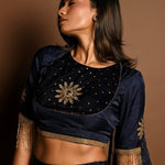 Dark Blue Lehenga Set with Hand Embroidery Work - Anvi Couture