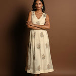 Off White Midi Dress for Woman for Party Wear - Anvi Couture