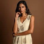 Off White Midi Dress for Woman for Party Wear - Anvi Couture