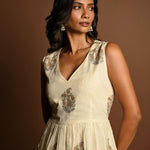 Off White Midi Dress for Woman for Party Wear - Anvi Couture