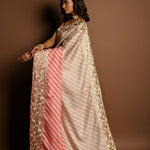 Light Pink and White Parsi Gara Embroidered Saree - Anvi Couture