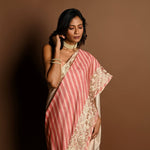 Light Pink and White Parsi Gara Embroidered Saree - Anvi Couture