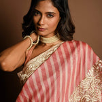 Light Pink and White Parsi Gara Embroidered Saree - Anvi Couture