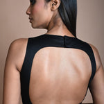 Black Sleeveless blouse with V Neck Neckline - Image 4
