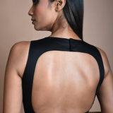 Black Sleeveless blouse with V Neck Neckline - Image 4