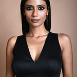 Black Sleeveless blouse with V Neck Neckline - Image 1