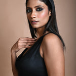 Black Sleeveless blouse with V Neck Neckline - Image 3