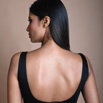 Black Sleeveless Blouse in Cotton with Sweetheart Neckline –  Image 4
