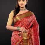 Red and Gold Traditional Patola Silk Saree - Anvi Couture