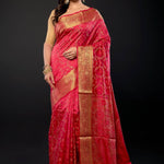 Pink and Gold Zari Woven Silk Saree - Anvi Couture