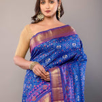 Blue Zari Woven Patola Silk Saree - Anvi Couture