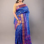 Blue Zari Woven Patola Silk Saree - Anvi Couture