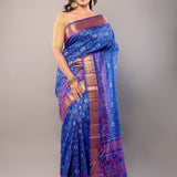 Blue Zari Woven Patola Silk Saree - Anvi Couture