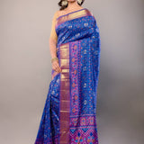 Blue Zari Woven Patola Silk Saree - Anvi Couture