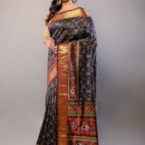 Black and Maroon Zari Woven Patola Silk Saree - Anvi Couture