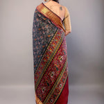Black and Maroon Zari Woven Patola Silk Saree - Anvi Couture